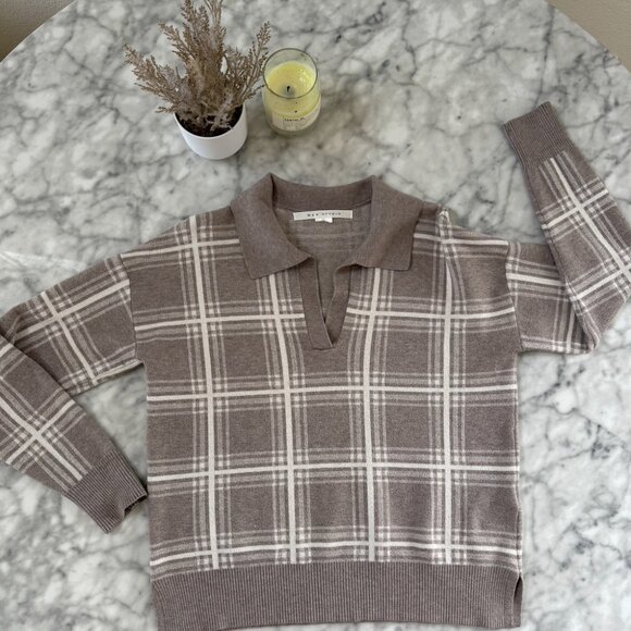 MAX STUDIO Plaid Sweater – Grey – Size M - Picture 2 of 4